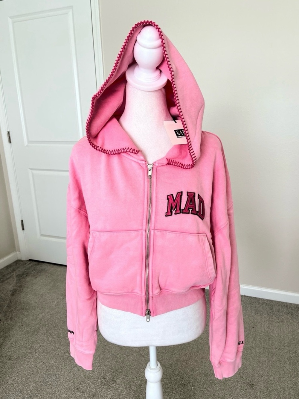 NWT GAP x MadHappy Pink Hooded Full Zip Sweatshirt Size Large